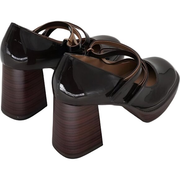 Journee Collection Shasta Mary Jane Platform Heels Brown Patent 9W - Picture 3 of 6